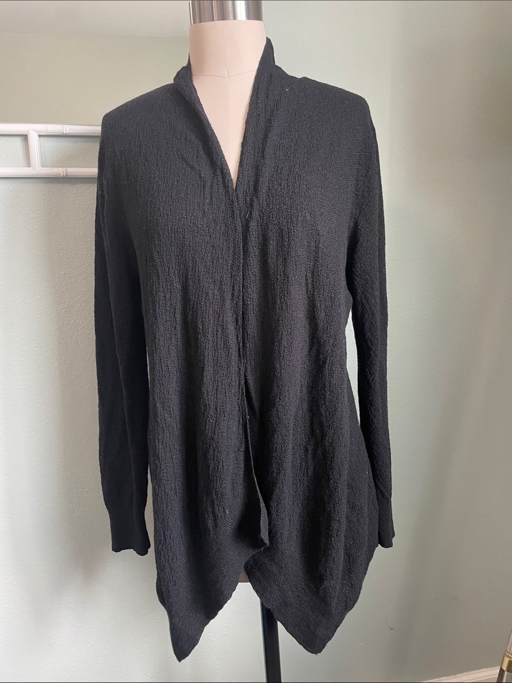 EILEEN FISHER Black Wool Open Knit Cardigan